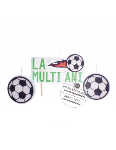 Set 3 lumanari tort, tematica fotbal
