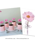 Decor floare gerbera roz cu 2 agrafe prindere