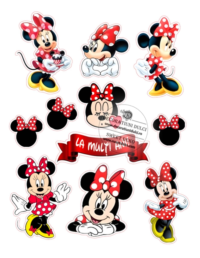 Imagine comestibila Minnie Mouse cu fundita rosie