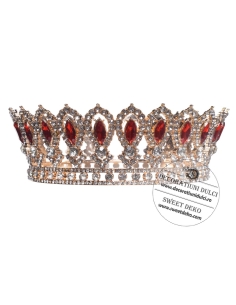 Coronita eleganta argintie cu pietre rosii