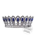 Coronita eleganta argintie cu pietre albastru intens