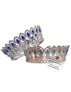 Coronita eleganta argintie cu pietre albastru intens 2