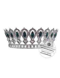 Coronita eleganta argintie cu pietre verzi