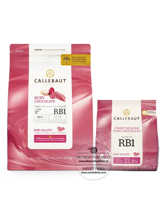 EXP: 03.06.2026 Ciocolata Ruby, ciocolata roz Callebaut - 400GR.