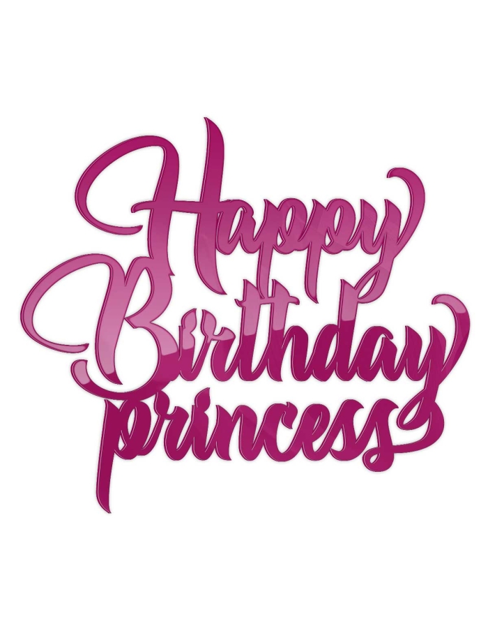 Cake topper lateral Happy Birthday Princess