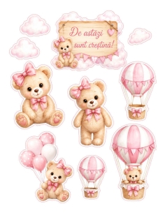 Imagini decor tort  Ursulet FETITA si baloane cu aer cald