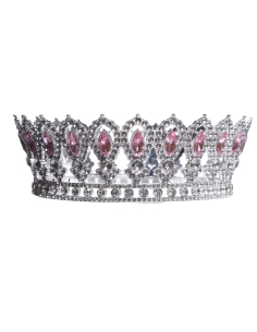 Coronita eleganta argintie cu pietre roz