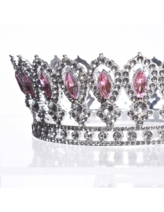 Coronita eleganta argintie cu pietre roz 2
