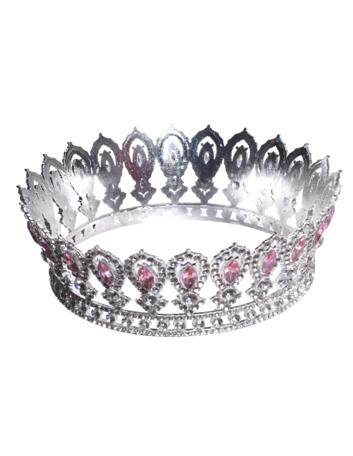 Coronita eleganta argintie cu pietre roz