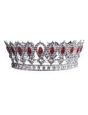 Coronita eleganta argintie cu pietre rosii