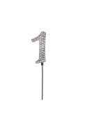 Toppers cifre 4cm, argintii cu strasuri