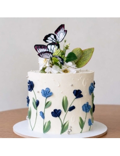 Topper flori - floricele albe si fluturasi 2