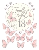 Imagine pentru tort Finally legal 18 si fluturi roz argintii