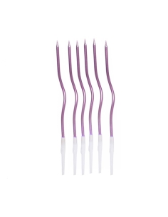 Lumanari spiralate roz metalizat (12buc/set)