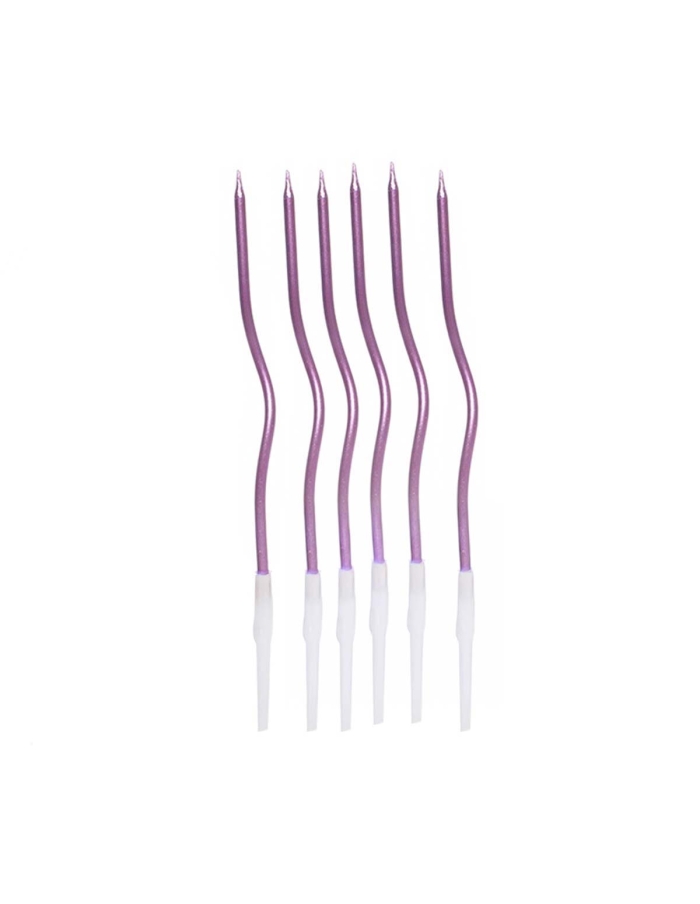 Lumanari spiralate roz metalizat (12buc/set)