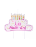 Lumanare tort cu mesaj roz, La Multi Ani