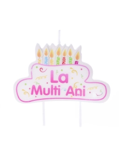 Lumanare tort cu mesaj roz, La Multi Ani