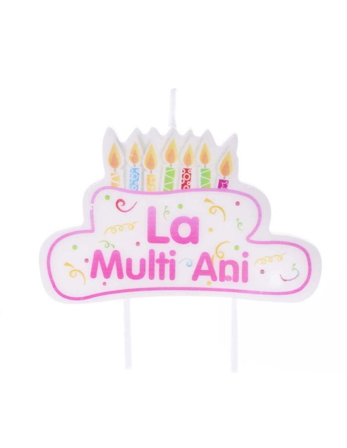 Lumanare tort cu mesaj roz, La Multi Ani