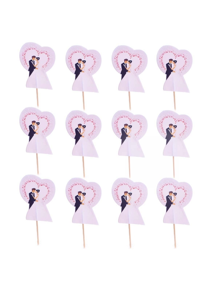 Mini topper Mire si mireasa (12buc/set)