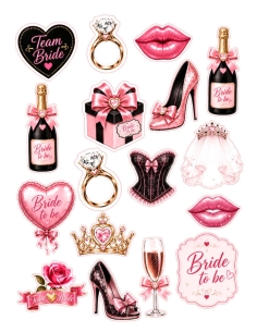Bride to be | elemente black and pink pentru decor prajituri