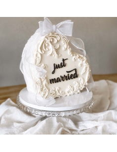 Topper decor lateral Just Married (14.5cm, 7.5cm)