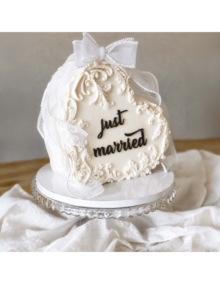 Topper decor lateral Just Married (14.5cm, 7.5cm)