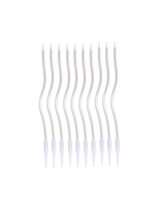 Lumanari spiralate albe perlat (12buc/set)