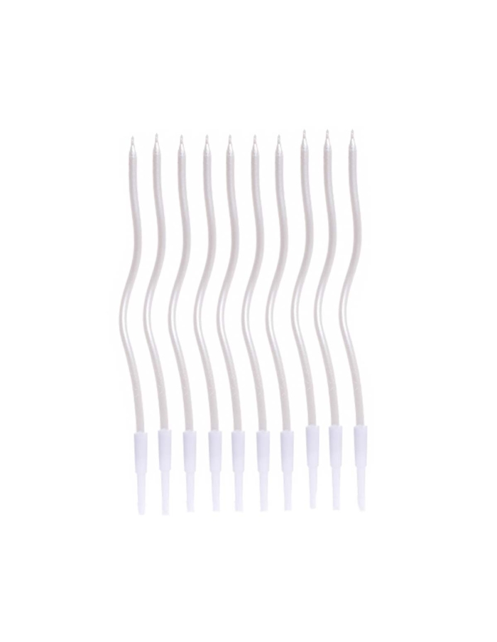 Lumanari spiralate albe perlat (12buc/set)