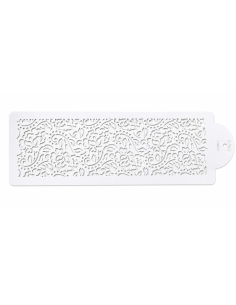 Sablon decor tort tip dantela cu frunze si flori stilizate