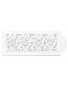 Stencils decor tort model damasc cu flori si arabescuri