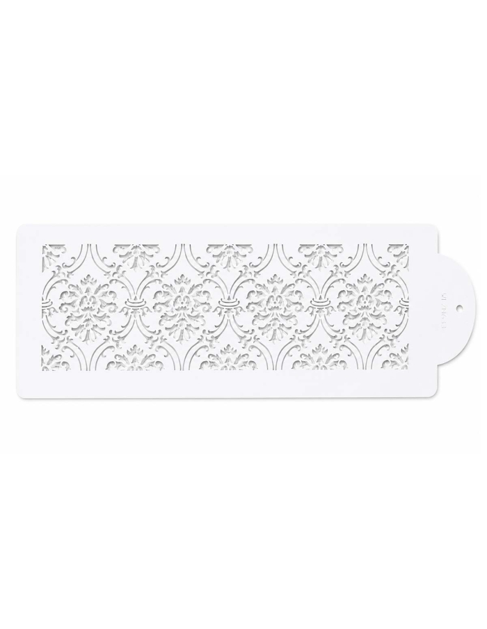 Stencils decor tort model damasc cu flori si arabescuri