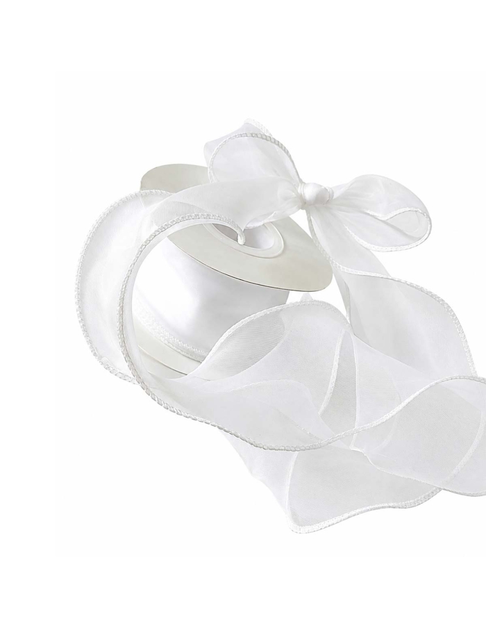 Panglica decorativa alba din organza
