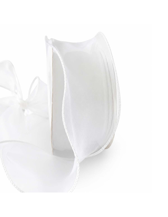 Panglica decorativa alba din organza