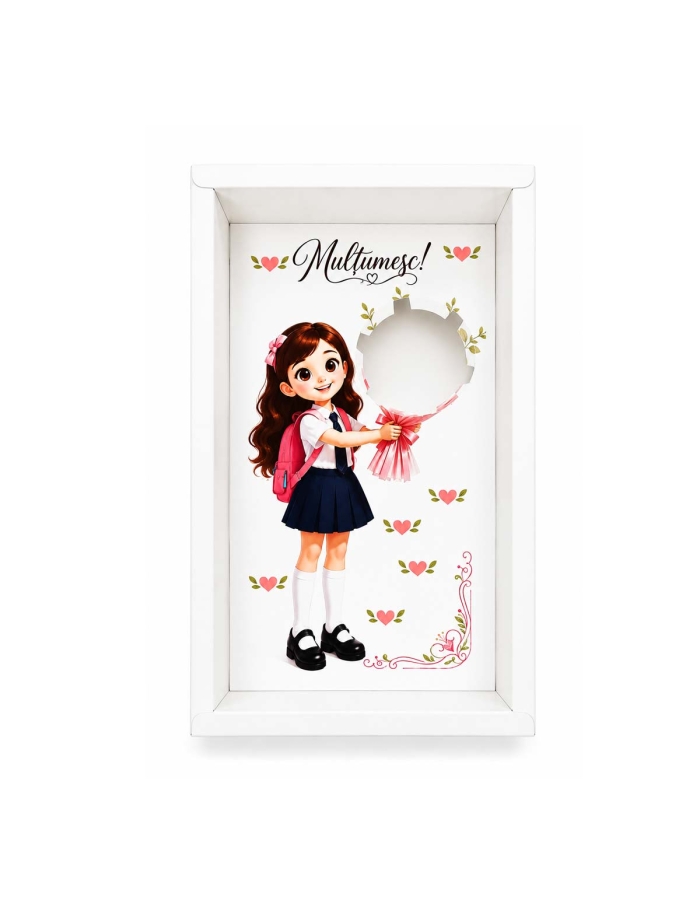 Cutie si suport briosa Fetita cu buchet de flori