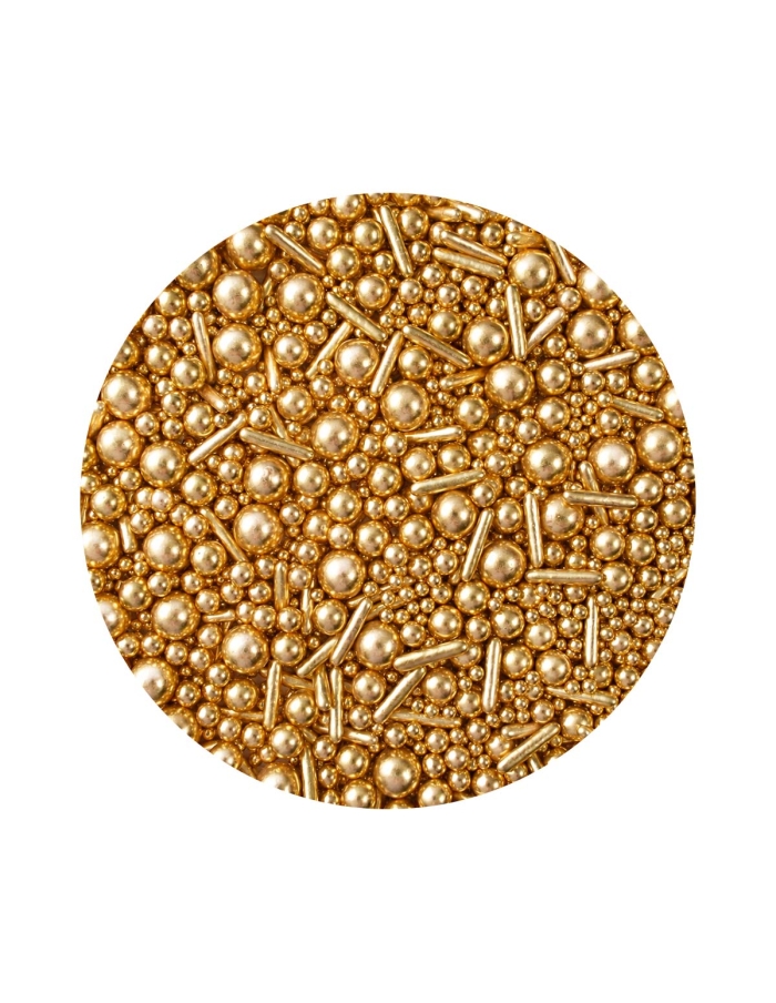 Sprinkles auriu metalizat 100g.