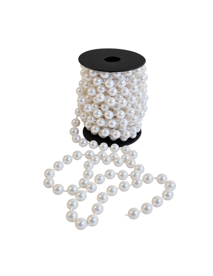 Sirag perle decorative albe diametru 1.2cm, lungime 7.3m