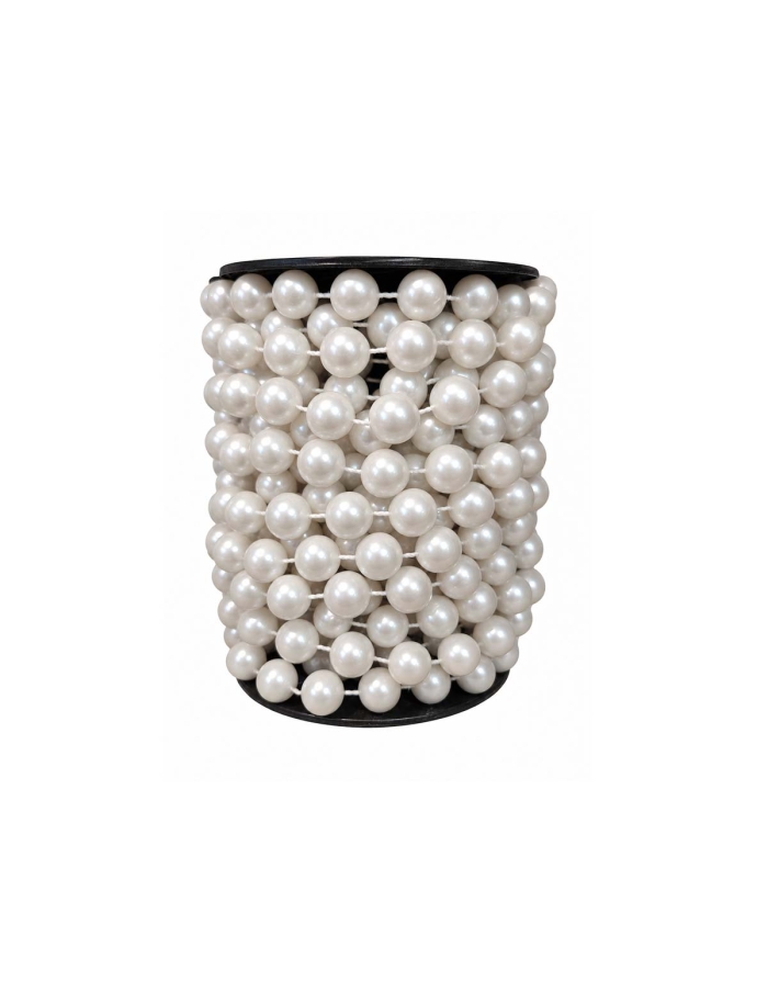 Sirag perle decorative albe diametru 1.2cm, lungime 7.3m