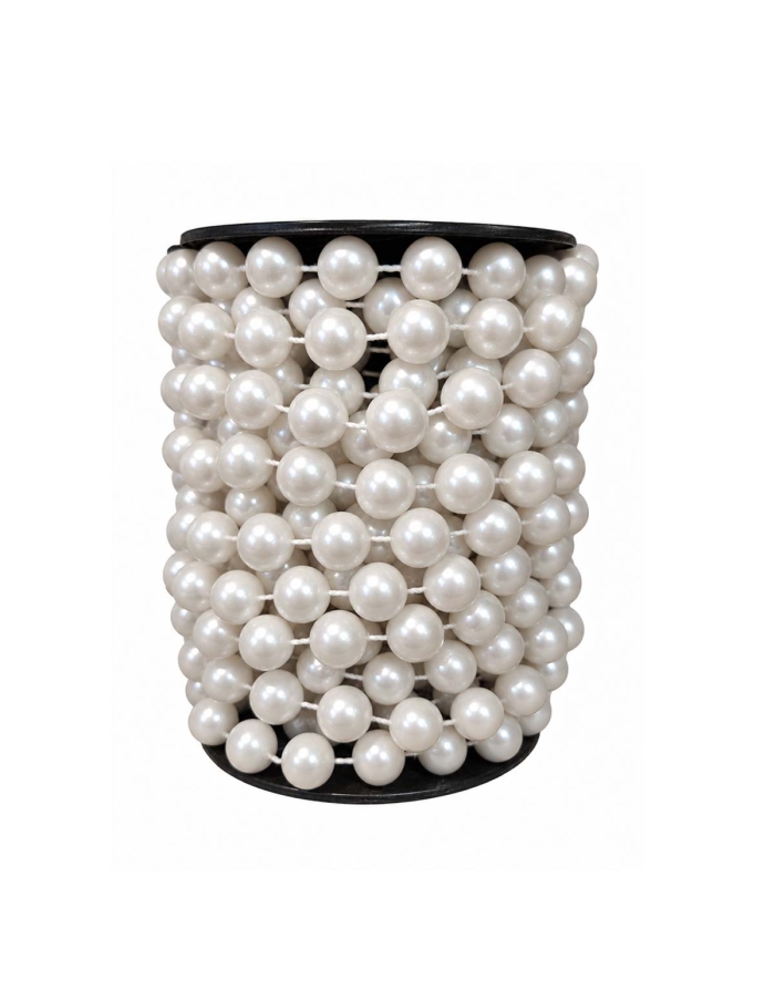 Sirag perle decorative albe diametru 1.2cm, lungime 7.3m