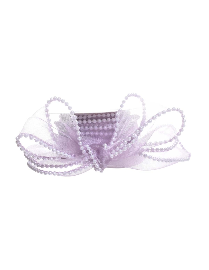Banda mov pudrat din organza cu margelute pe margine