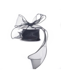 Banda decorativa neagra din organza cu margini festonate