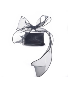 Banda decorativa neagra din organza cu margini festonate