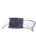Banda decorativa neagra din organza cu margini festonate