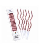 Lumanari spiralate roz metalizat (set de 6)