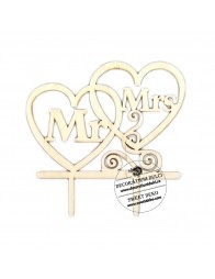 Decoratiune din lemn, pentru tort | Mr Mrs