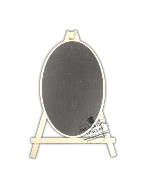 Tablita afisaj ovala, din lemn cu suport 2