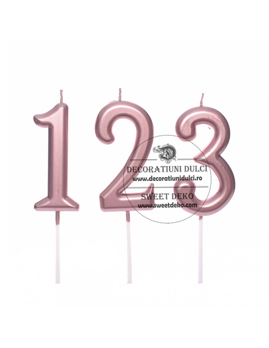 Lumanari cifre metalizate, rose gold