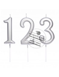 Lumanari cifre metalizate, argintii