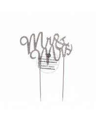 Topper Mr&Mrs, argintiu cu strasuri