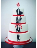 Siluete comestibile, decor tort nunta, iubire la patrat 2