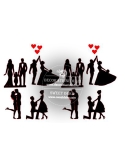Siluete comestibile, decor tort nunta, iubire la patrat